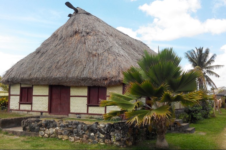 Traditional house accommodation in Fiji island resort